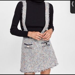 Zara Tweed Mini Skirt with Suspenders